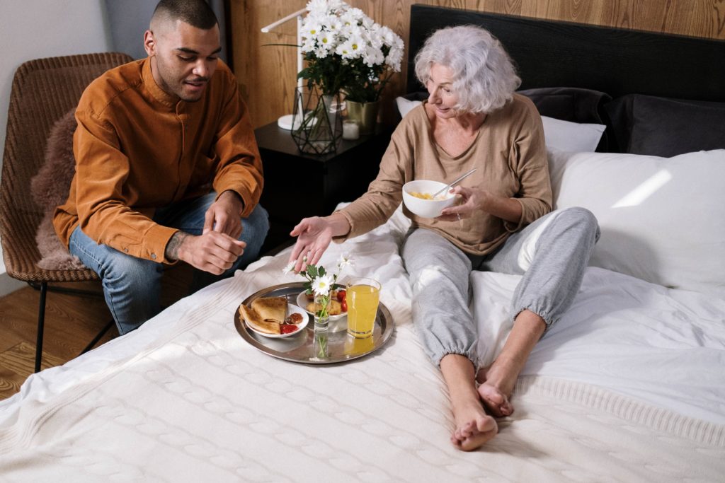 Senior care breakfast-in-bed
